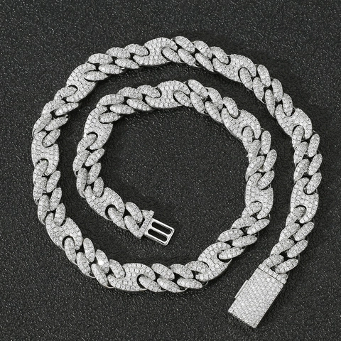 Hip Hop Mariner Link Halsketting Voor Heren Dames Koper Verguld Volledig Iced Out Zirconia Brede Varkensneus Ketting Sieraden Cadeau