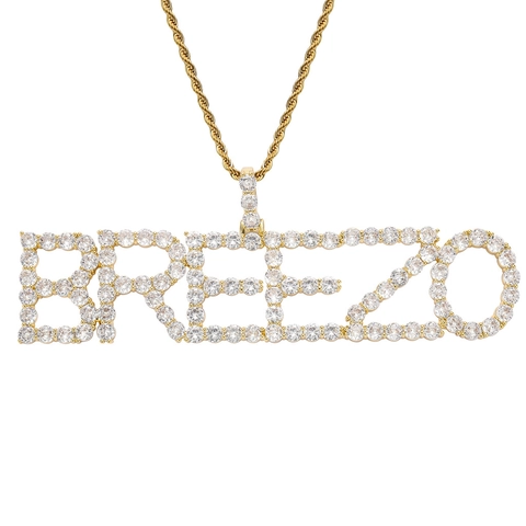 Collana con Ciondolo a Lettera Iniziale in Rame Hip Hop Zirconi Catena a Corda in Acciaio Inossidabile Gioielli Moda Uomo Donna
