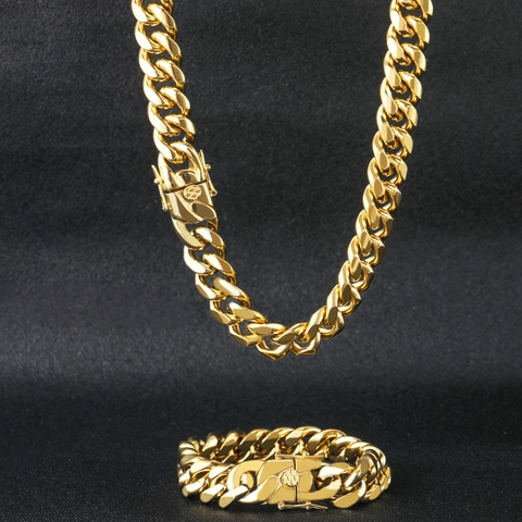 Hip Hop Stainless Steel Cuban Link Necklace For Men Women Gold Steel Color Classic Thick Curb Chain Fashion Jewelry Accessories