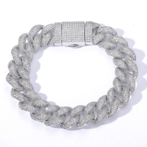 Bracciale Hip Hop Iced Out Bubble Cuban Link per Uomo Rame Zirconia Pave Micro Intarsiato Catena Lussuoso Gioielli Streetwear