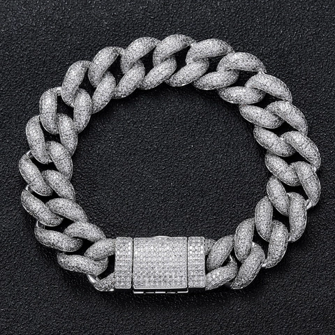 Bracciale Hip Hop Iced Out Bubble Cuban Link per Uomo Rame Zirconia Pave Micro Intarsiato Catena Lussuoso Gioielli Streetwear