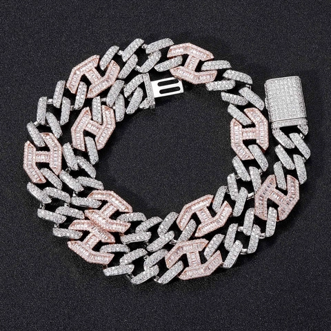 Hip Hop Copper Zirconia Cuban Link Necklace For Men Women Iced Out Baguette Pave Gold Silver Chain Choker Luxurious Jewelry