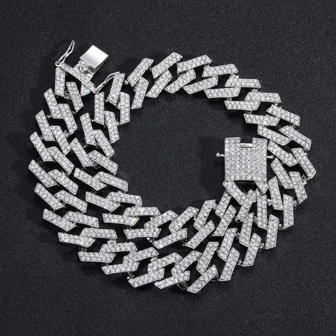 Luxe Heren Hip Hop Iced Out Cubaanse Schakel Ketting Armband Legering Strass Verguld Bling Mode Sieraden Set Voor Feest