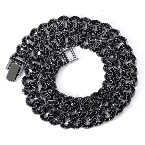 Collana Hip Hop in Lega con Strass Maglia Cubana per Uomo Gioielli Iced Out Bling Accessorio Moda Regalo