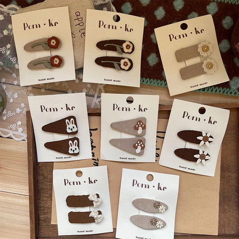 Barrettes à Cheveux Brodées de Style Coréen Enfants Vintage Forêt Fleurs Animaux Épingles en Tissu Accessoire Fille