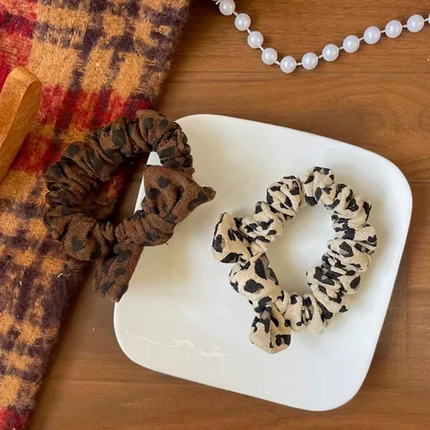 Elastico per Capelli Vintage con Stampa Leopardata e Fiocco in Tessuto Morbido per Donna Accessorio per Coda di Cavallo
