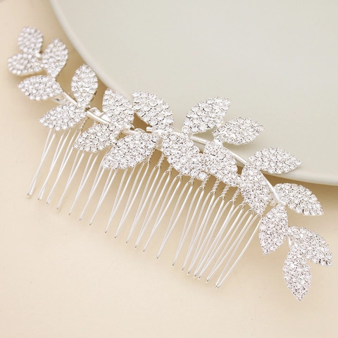 Braut Blatt Legierung Strass Haarkamm Silber Blume Hochzeit Kopfschmuck Künstliche Perle Eingelegt Elegant Schmuck Für Damen