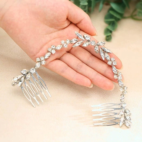 Pettine per Capelli da Sposa Fatto a Mano in Cristallo Strass Elegante Tocado da Sposa in Lega a Forma di Vite per Donna Festa
