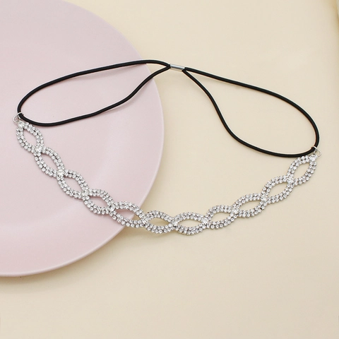 Fascia per Capelli da Sposa con Strass Fatta a Mano Design Geometrico Cavo Elastico per Donna Servizio Fotografico Elegante Gioielli