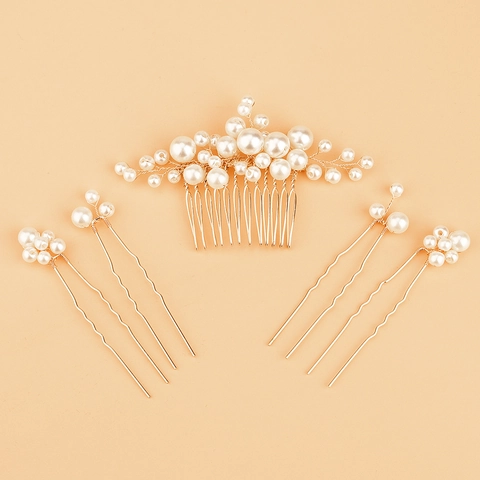 Pettine Per Capelli Da Sposa Con Künstliche Perle E Fiori Fatti A Mano E Forcine Filo Di Lega Oro Gioielli Per Matrimonio Per Donna