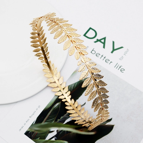Vintage Gold Alloy Leaf Bridal Tiara Crown Metallic Olive Branch Headband Wedding Party Hair Accessories For Women