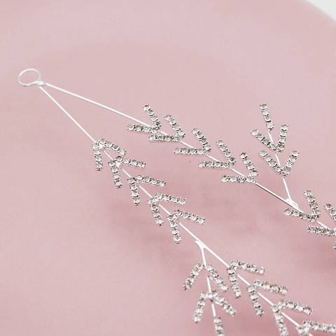 Fascia per Capelli da Sposa Vintage Lusso in Lega d'Argento con Foglie di Strass Accessori per Capelli Donna Matrimonio