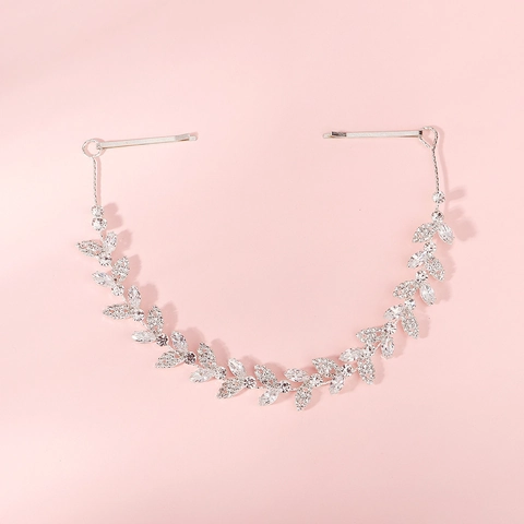 Luxury Silver Copper Zirconia Leaf Hair Band Handmade Bridal Headpiece Elegant Rhinestone Wedding Party Hair Accessories For Women