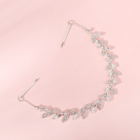 Luxury Silver Copper Zirconia Leaf Hair Band Handmade Bridal Headpiece Elegant Rhinestone Wedding Party Hair Accessories For Women