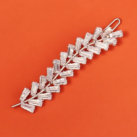 Eleganter Zirkon Weizenähre Haarklammer Damen Koreanischer Stil Legierung Strass Geometrische Seitenclip Hochzeit Party Schmuck