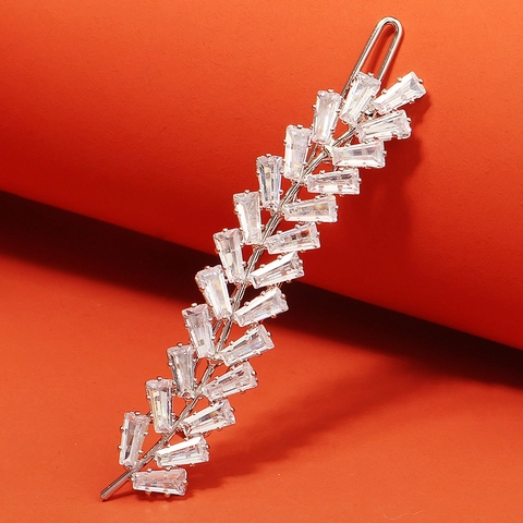 Eleganter Zirkon Weizenähre Haarklammer Damen Koreanischer Stil Legierung Strass Geometrische Seitenclip Hochzeit Party Schmuck