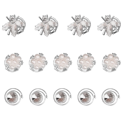 Lussuosi Forcine a Spirale in Lega con Strass Künstliche Perle Fiori e Api per Donna Eleganti Accessori Capelli Sposa Matrimonio