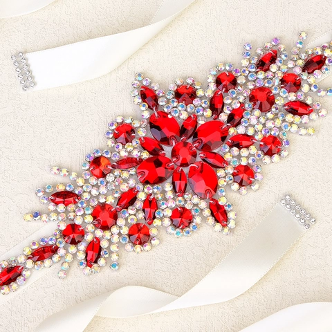Luxury Rhinestone Bridal Belt Handmade Crystal Wedding Dress Sash Ribbon Tie Western Belt Accessories for Women Evening Prom