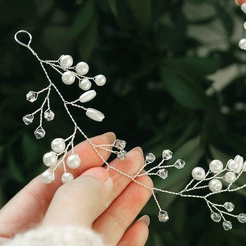 Vite Per Capelli Da Sposa In Argento Fatta A Mano Con Künstliche Perle E Cristalli Elegante Tocado Floreale Per Matrimonio Donna
