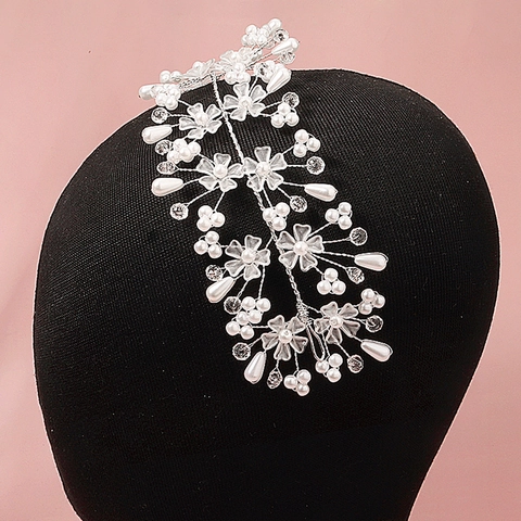 Bridal Hair Vine Handmade Copper Wire Artificial Pearl Flower Wedding Hair Accessories Forest Style For Women Kids Jewelry