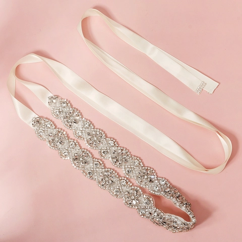 Elegante Cintura da Sposa in Strass Perle Artificiali Fatte a Mano Fascia in Satin per Abito da Sposa Cerimonia Donna