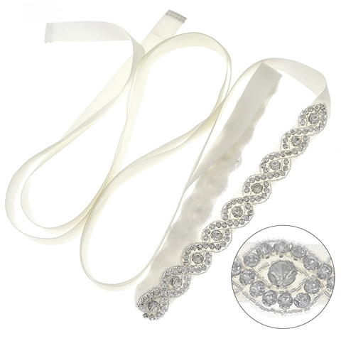 Eleganter Elfenbein Satin Brautgürtel Für Damen Strass Eingelegt Wellenmuster Hochzeitskleid Schärpe Luxus Party Zubehör