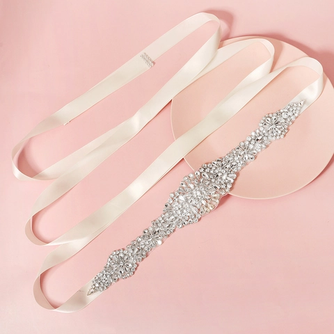 Elegante Cintura da Sposa in Strass per Abito da Sposa Cintura in Lega a Forma di Fiore con Nastro di Raso per Donna Accessori Formale