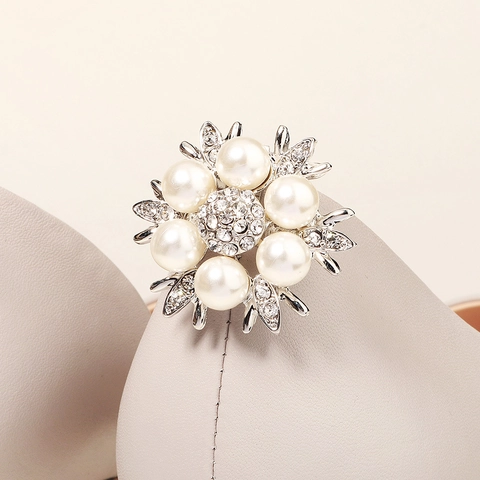 Clip per Scarpe da Sposa in Lega Fibbia a Fiore Perla Artificiale Strass Decorazione per Scarpe Rimovibile Donna Tacchi