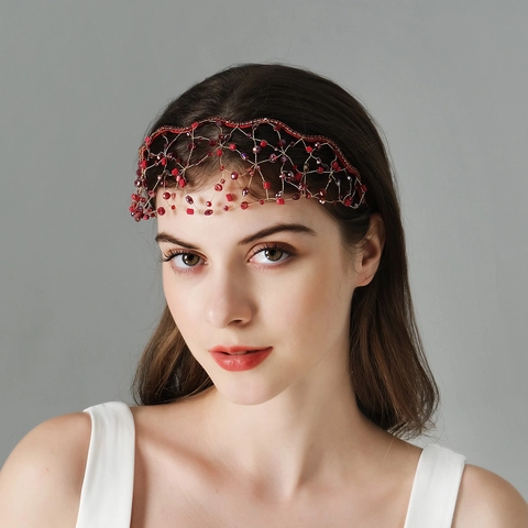 Cerchietto Tiara in Maglia con Perline Fatto a Mano Vintage Per Donna Strass Cristallo Fiore Fascia Matrimonio Festa Accessori