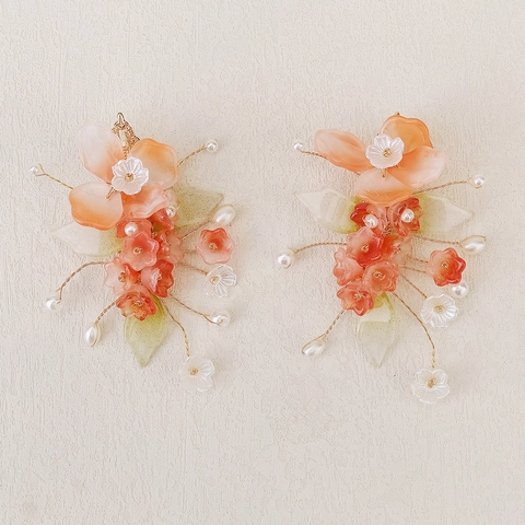 Fermataglio Sposa in Resina a Forma di Fiore Fatto a Mano Stile Cinese Tradizionale Con Perla Artificiale per Matrimonio