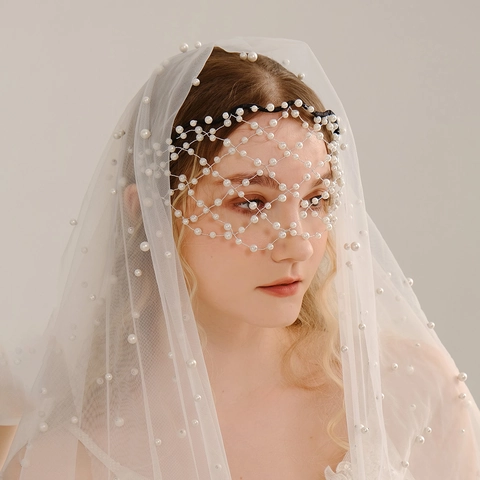 Elegante Cerchietto a Corona in Rete con Künstliche Perle d'Imitazione in Lega Fatto a Mano per Donna Matrimonio Sposa Gioielli Capelli