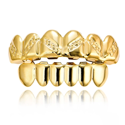 Hip Hop Δόντια Grillz Χάλκινα Χρυσά Ασημένια Γαλβανισμένα Με Στρας Σχέδιο Διαγώνιο Κοσμήματα Δοντιών για Πάρτι Χάλοουιν