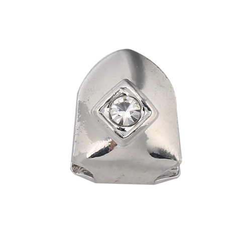 Hiphop Single Tooth Grillz Rhinestone Inlaid Copper Gold Plated Tooth Cap Halloween Party Decorative Body Jewelry For Men Women