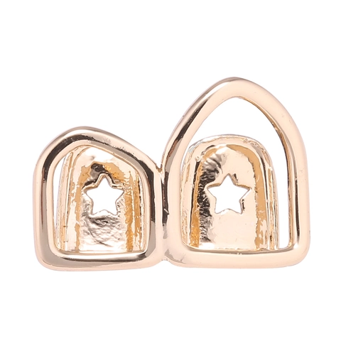 Hip Hop Tandjuwelen Ster Hol Dubbele Tandkapjes Goud Zilver Roségoud Verguld Koper Voor Halloween Feest Rapper Sieraden
