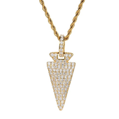Collar con Colgante de Punta de Flecha de Cobre Micro Pavé de Circonita Hip Hop Con Cadena de Cuerda Para Hombre Mujer Joyería