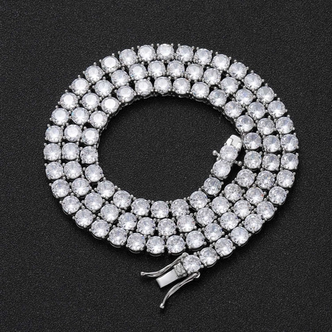 Hip Hop Tennis Chain For Men Women Single Row Cubic Zirconia Copper Luxurious Pave Link Jewelry Necklace Bracelet Accessory