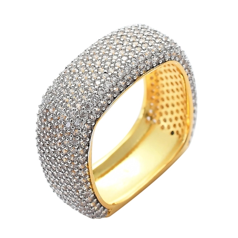 Lussuoso Anello Quadrato da Uomo Hiphop Rame Placcato Oro Argento Micro Pave Zirconia Cubica Anello Iced Out per Gioielli da Festa