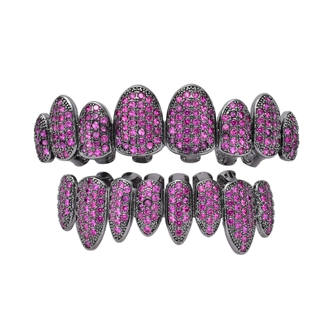 Hip Hop Iced Out Zähne Grillz Gold Silber Plattiert Kupfer Zirkonia Mundschmuck Für Damen Herren Party Club Deko Accessoire