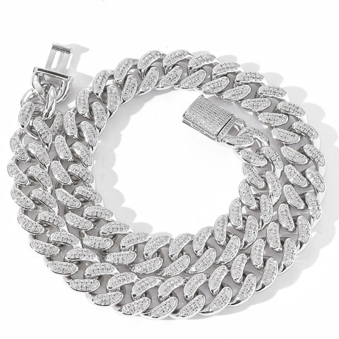 Collier Maille Cubaine Hip Hop de Luxe pour Homme Plaqué Or 18K Cuivre Sertie de Zircone Cubique Bijoux Accessoire de Fête