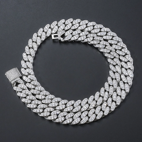 Hip Hop 12mm Kupfer Zirkonia Panzerkette Halskette Für Herren Damen Iced Out Pflaster Hip Hop Schmuck Panzerkette Geschenk