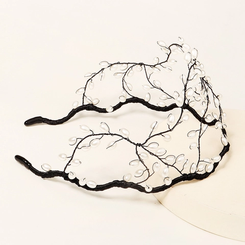 Cerchietto Per Capelli Fatto A Mano Intrecciato Con Rami E Perle Artificiali Elegante Accessorio Per Sposa Stile Foresta Donna