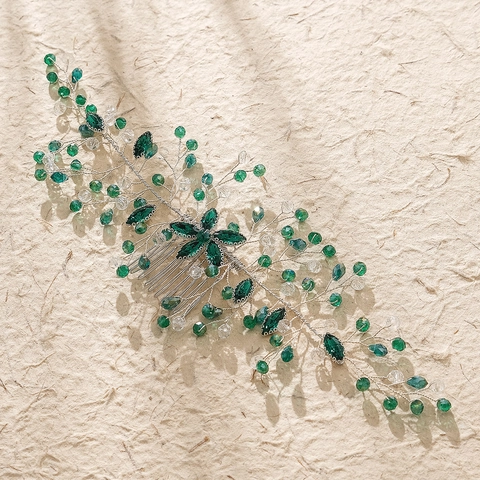 Handmade Bridal Hair Comb Rhinestone Crystal Wedding Hair Accessory For Women Party Pageant Floral Vines Hairpiece Jewelry