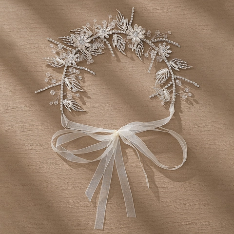 Handgefertigter Braut Haarranken Mit Strass Und Künstliche Perlen Eleganter Silberner Blumen Hochzeit Haarschmuck Für Damen