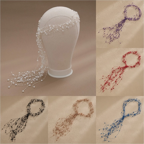 Elegant Handwoven Tassel Artificial Pearl Headband For Wedding Bridal Hair Jewelry Multi Layer Beaded Long Fringe Party Headwear Women Accessory