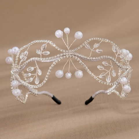 Handgefertigtes Braut Haarreif Mit Künstlicher Perle Und Strass Blumenranke Design Hochzeit Haarschmuck Für Damen Schmuck