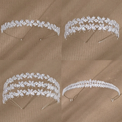 Luxury Zircon Butterfly Bridal Headband Silver Multi Layer Flower Hairband For Wedding Party Birthday Women Jewelry