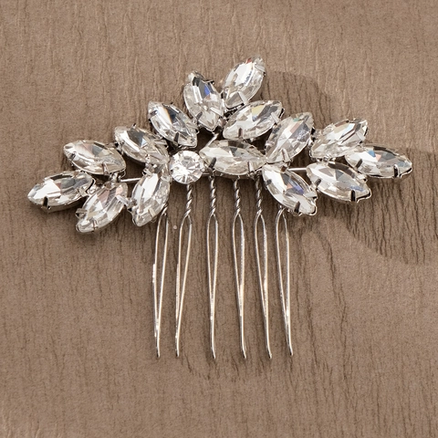 Braut Strass Blatt Haarkamm Silber Kupfer Hochzeit Party Elegante Haar-Accessoires Für Damen Styling Kopfschmuck