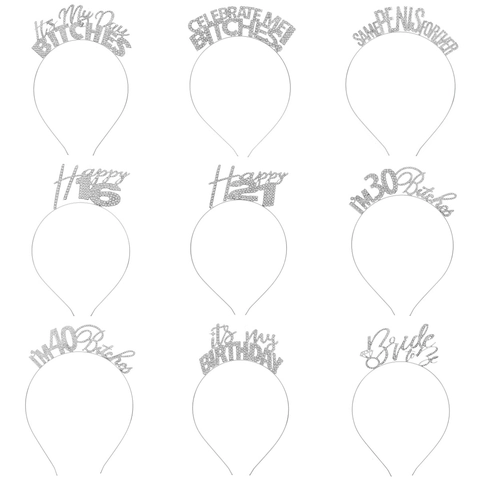 Strass Buchstabe Geburtstag Tiara Legierung Haarreif Celebrate Me Bride To Be Für Damen Mädchen Party Haarschmuck