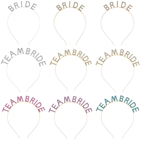 Cerchietto con Lettere Bride Team Bride in Strass Lega Tiara Matrimonio Addio al Nubilato Accessori per Capelli Donna Gioielli