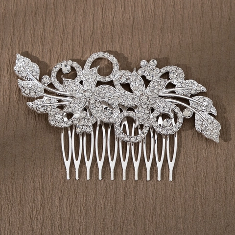 Lussuoso Pettine Per Capelli Da Sposa In Lega Con Fiori E Foglie Di Strass Per Matrimonio Festa Elegante Gioielli Donna Oro Argento